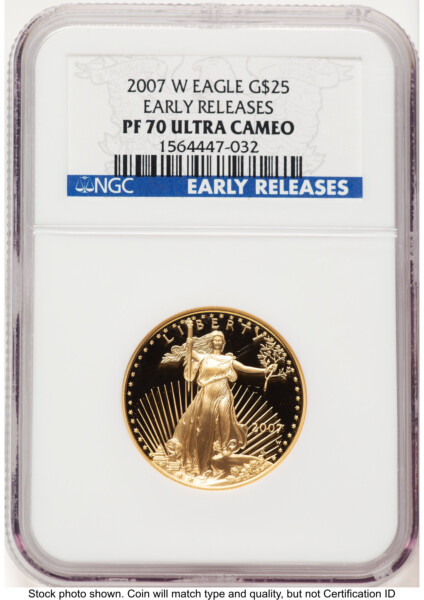 2007-W Proof Gold Eagle 1/2 oz ER Blue 70 NGC