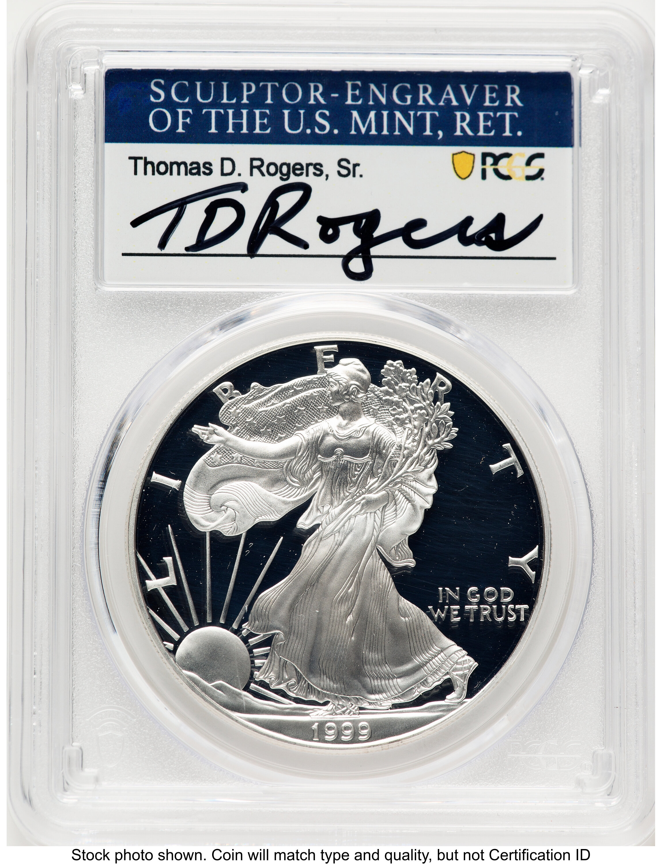 1999-P Proof Silver Eagle 1 oz TD Rogers 70 PCGS