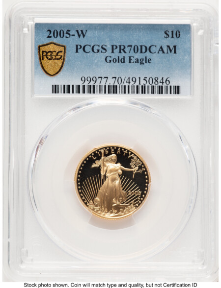 2005-W Proof Gold Eagle 1/4 oz Blue Gradient 70 PCGS