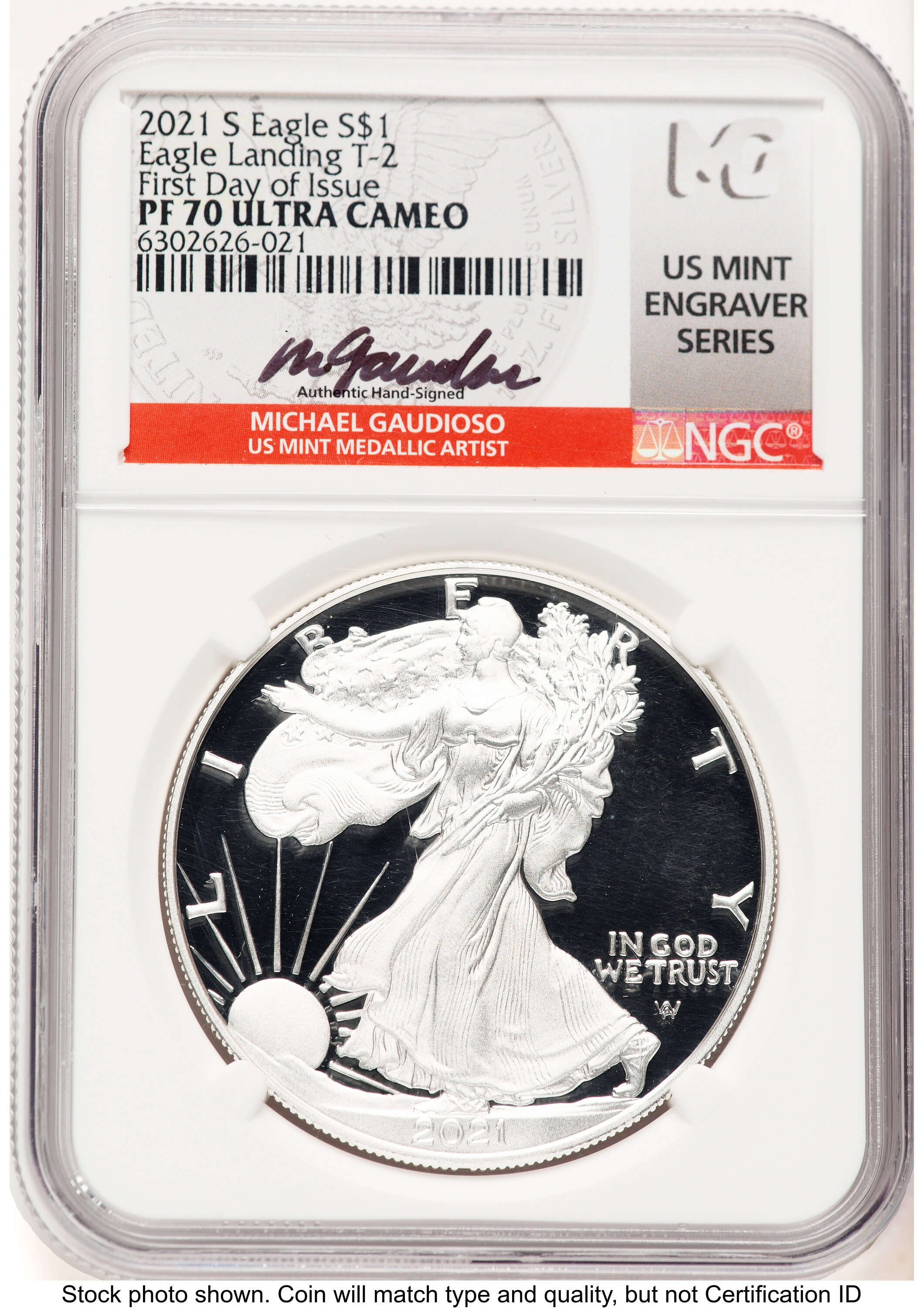 2021-S TY2 Proof Silver Eagle 1 oz FDI Michael Gaudioso US Mint Engraver Series 70 NGC