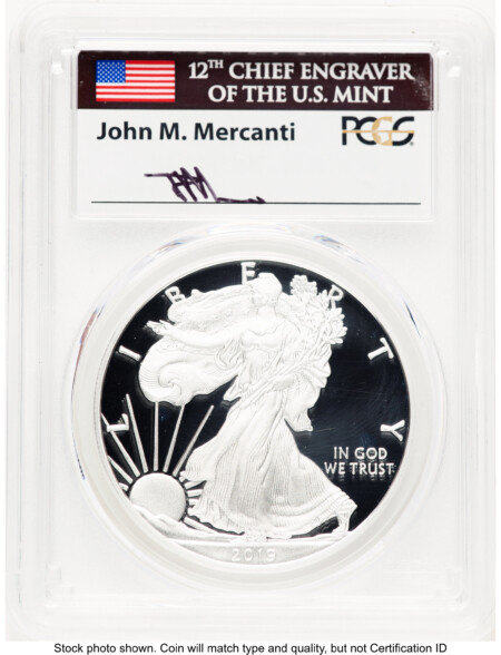 2019-W Proof Silver Eagle 1 oz FDI John Mercanti Philadelphia 70 PCGS