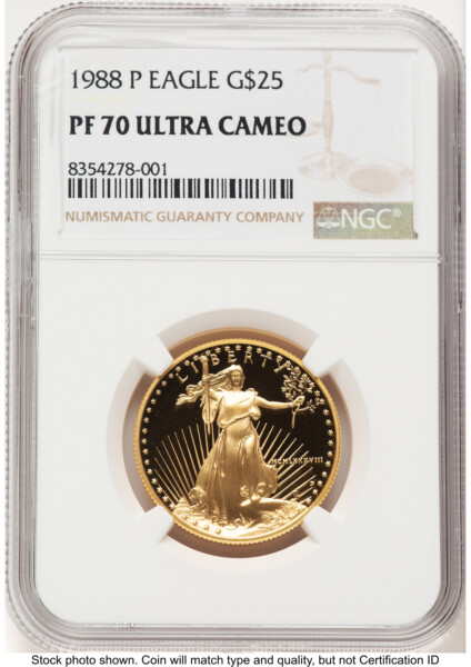 1988-P Proof Gold Eagle 1/2 oz Brown Label 70 NGC