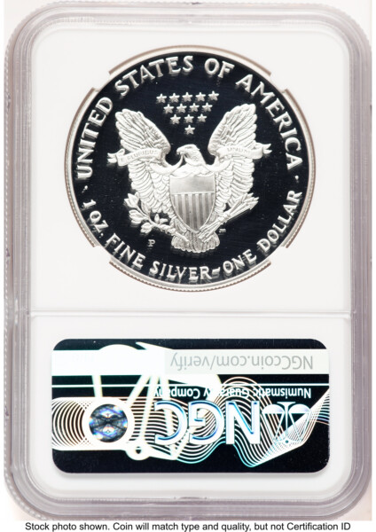 1993-P Proof Silver Eagle 1 oz Brown Label 70 NGC