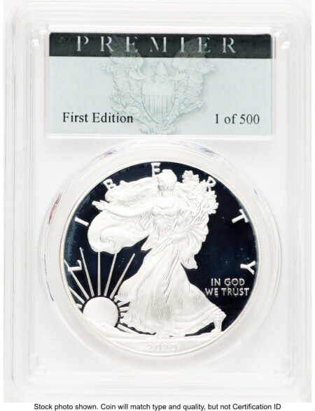 2020-S Proof Silver Eagle 1 oz Premier Label 70 PCGS