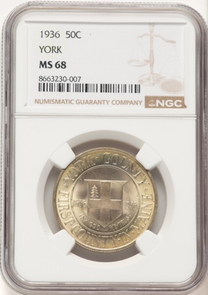 1936 50C York, MS 68 NGC