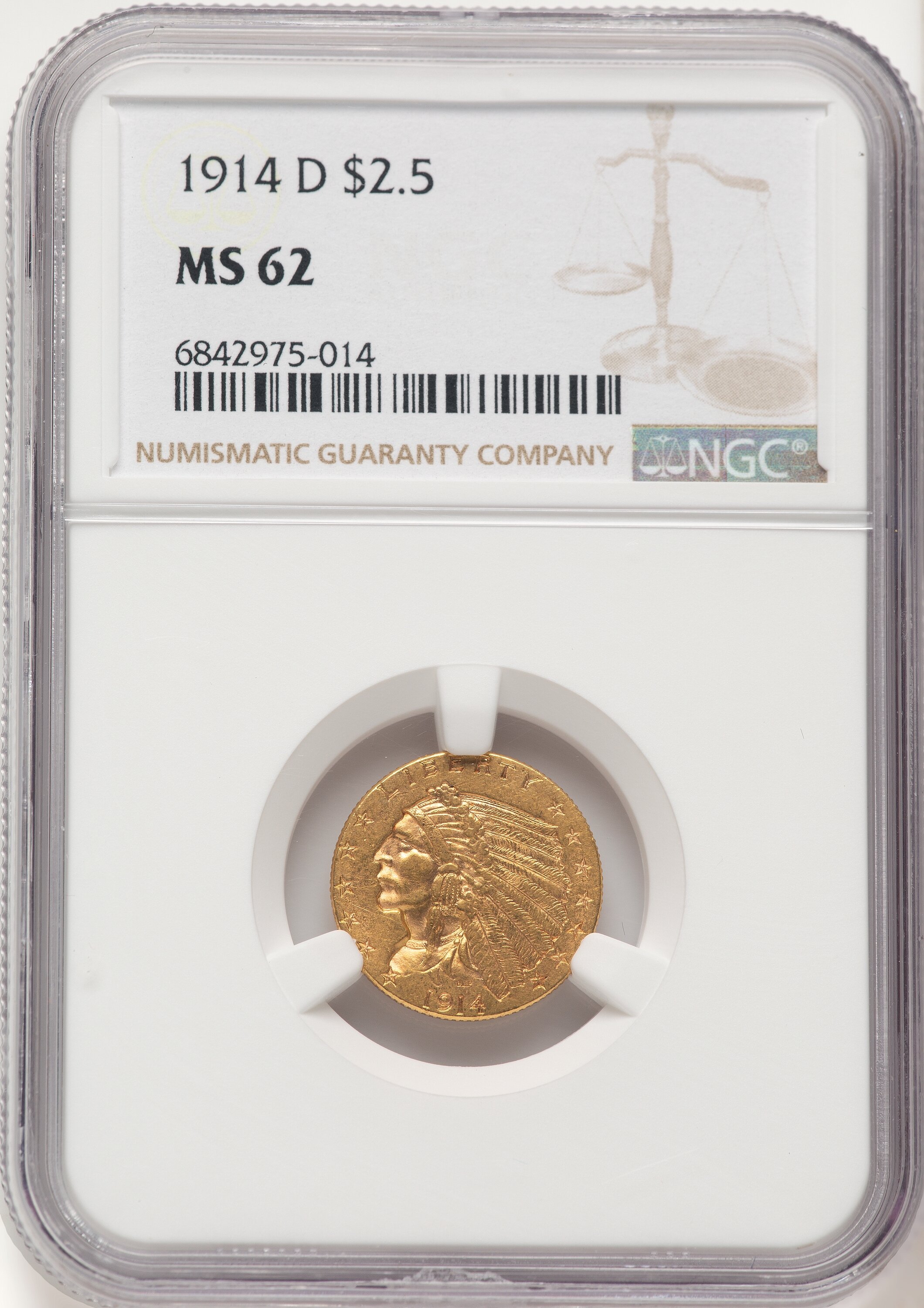 1914-D $2 1/2 62 NGC
