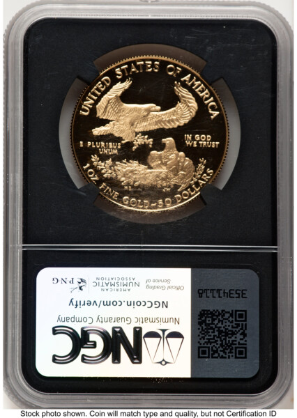 1986-W Proof Gold Eagle 1 oz Ed Moy/David J Ryder Mint Director's Series Blk Core 70 NGC