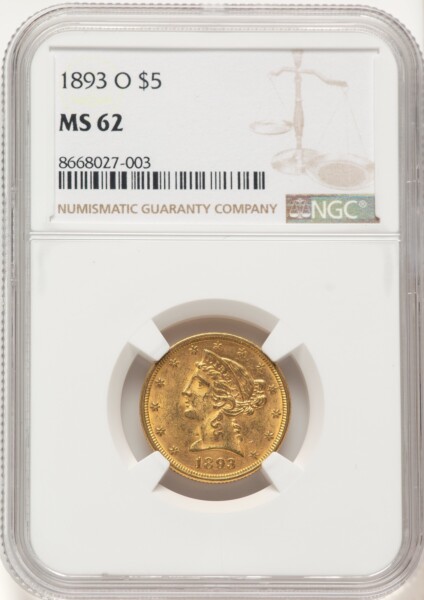 1893-O $5 62 NGC