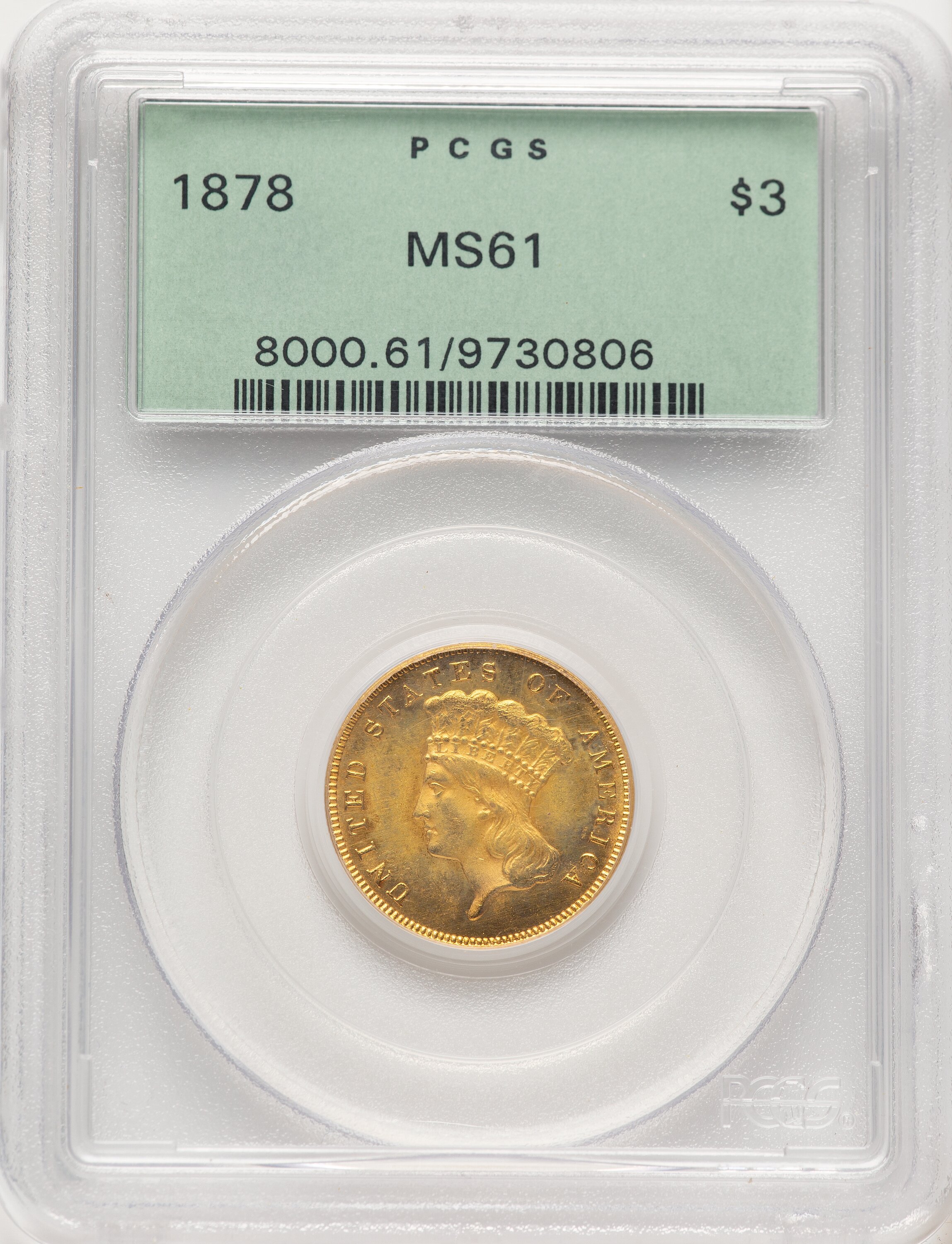 1878 $3 61 PCGS