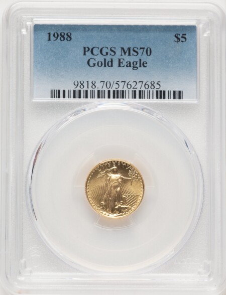 1988 $5 Tenth-Ounce Gold Eagle, MS 70 PCGS