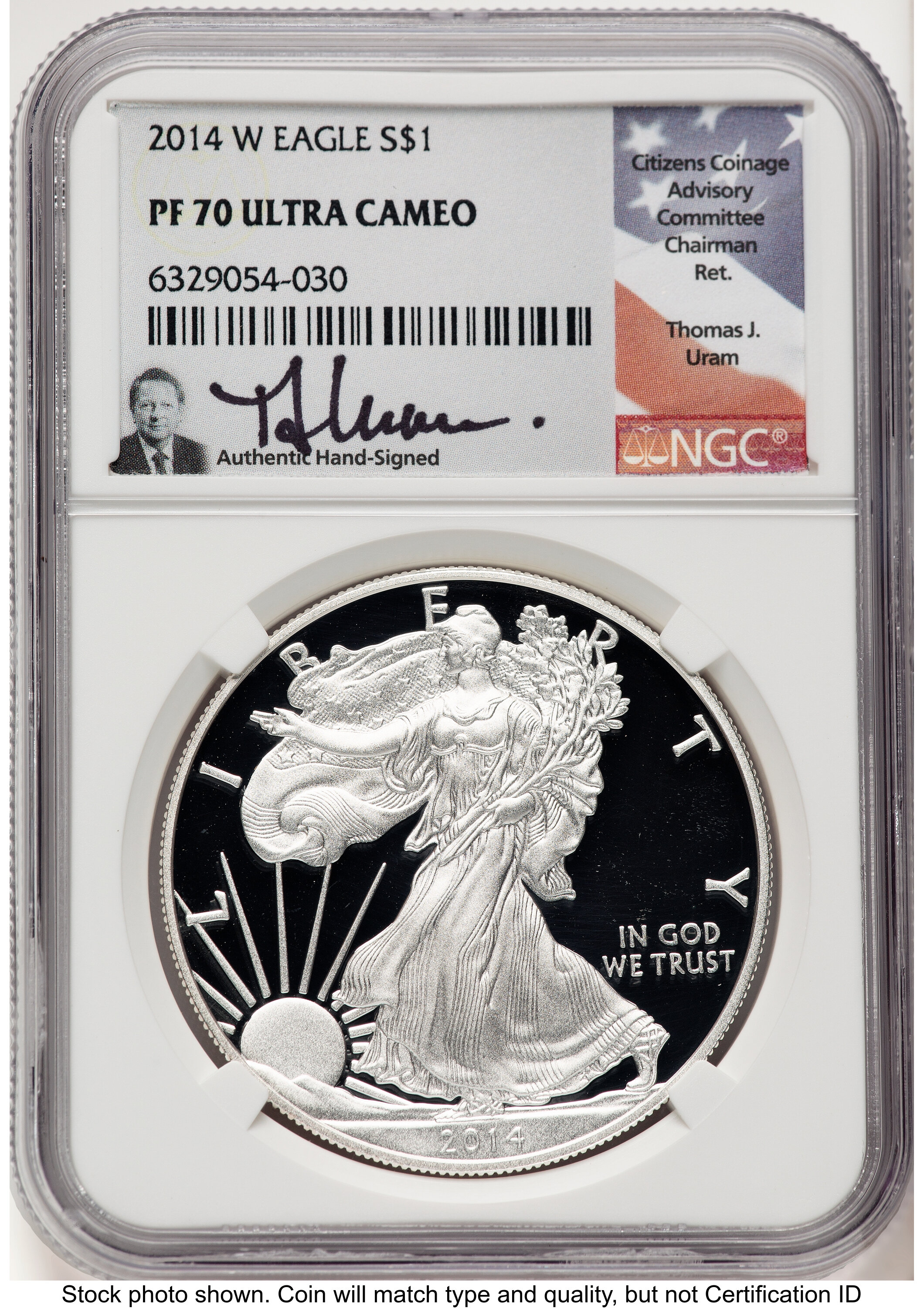 2014-W Proof Silver Eagle 1 oz Thomas Uram 70 NGC