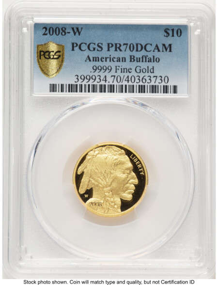 2008-W Proof Gold Buffalo 1/4 oz Blue Gradient 70 PCGS