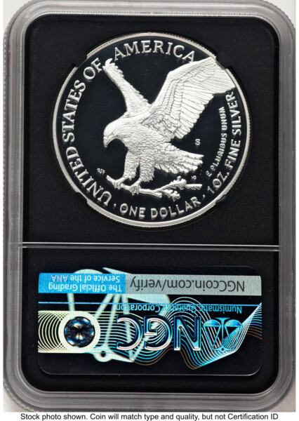 2021-S TY2 Proof Silver Eagle 1 oz FDI John Mercanti Blk Core 70 NGC
