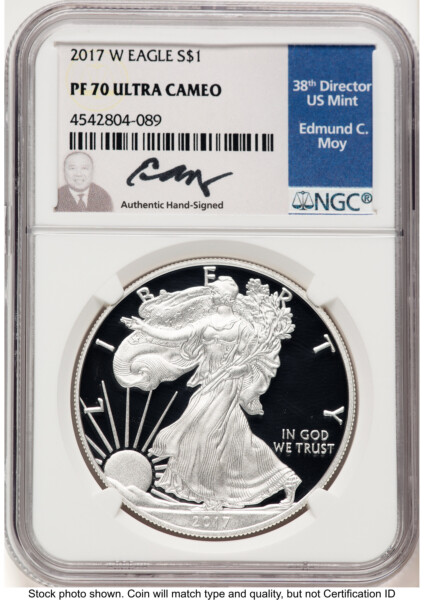 2017-W Proof Silver Eagle 1 oz Ed Moy 70 NGC
