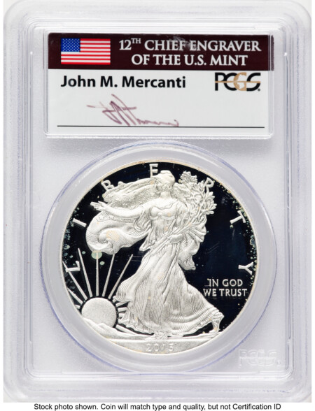 2015-W Proof Silver Eagle 1 oz FDI John Mercanti Washington 70 PCGS