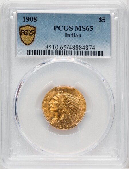 1908 $5 Indian, MS PCGS Secure 65 PCGS