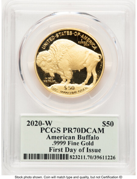 2020-W Proof Gold Buffalo 1 oz FDI Thomas Cleveland Minuteman 70 PCGS