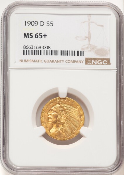 1909-D $5 NGC Plus 65 NGC