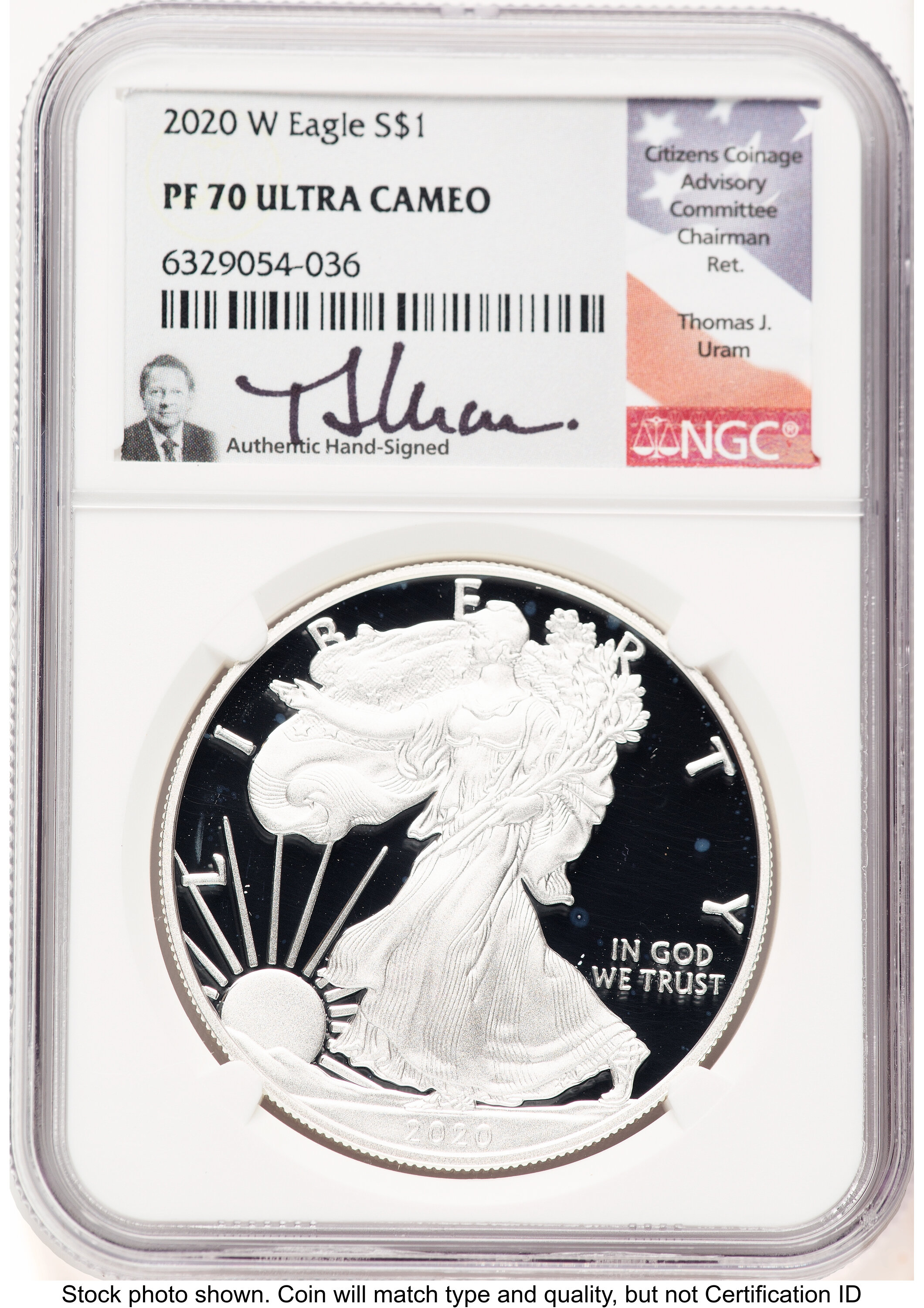 2020-W Proof Silver Eagle 1 oz Thomas Uram 70 NGC