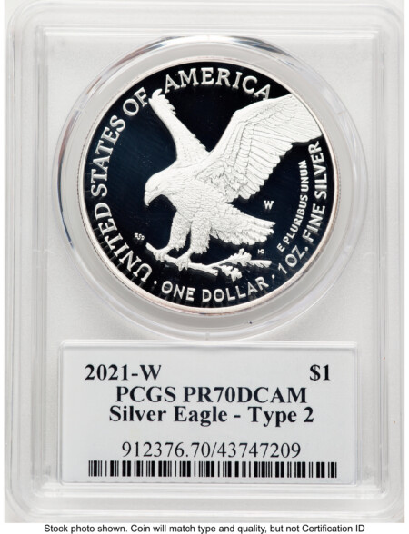 2021-W TY2 Proof Silver Eagle 1 oz TD Rogers 70 PCGS