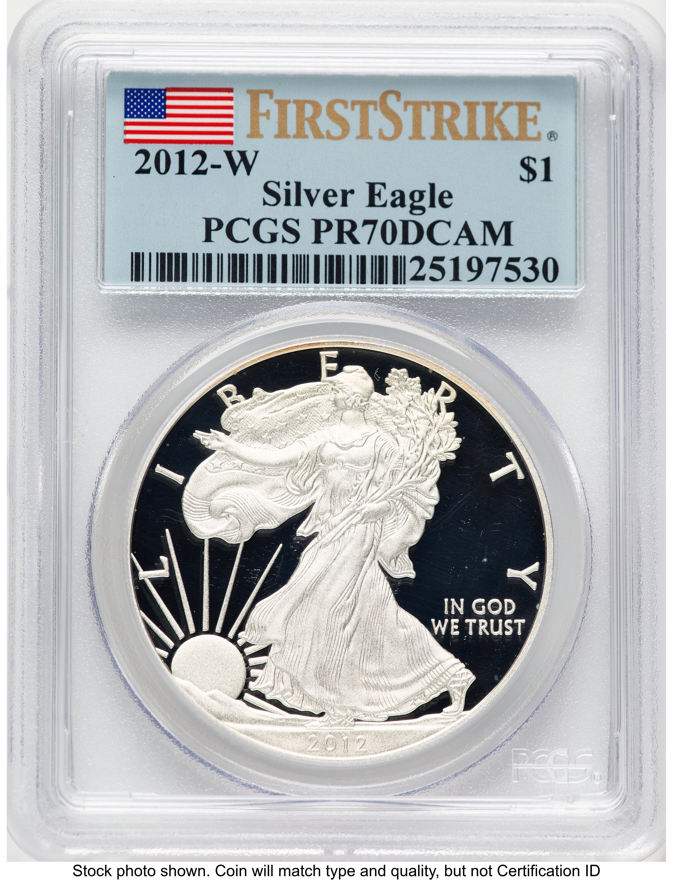 2012-W Proof Silver Eagle 1 oz FS Flag 70 PCGS