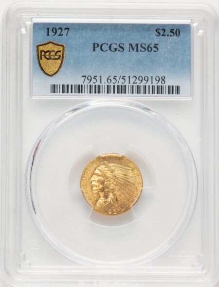 1927 $2 1/2 PCGS Secure 65 PCGS