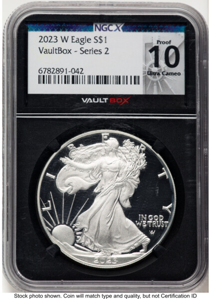 2023-W Proof Silver Eagle 1 oz Vault Box Series 2 Blk Core 10 NGCX