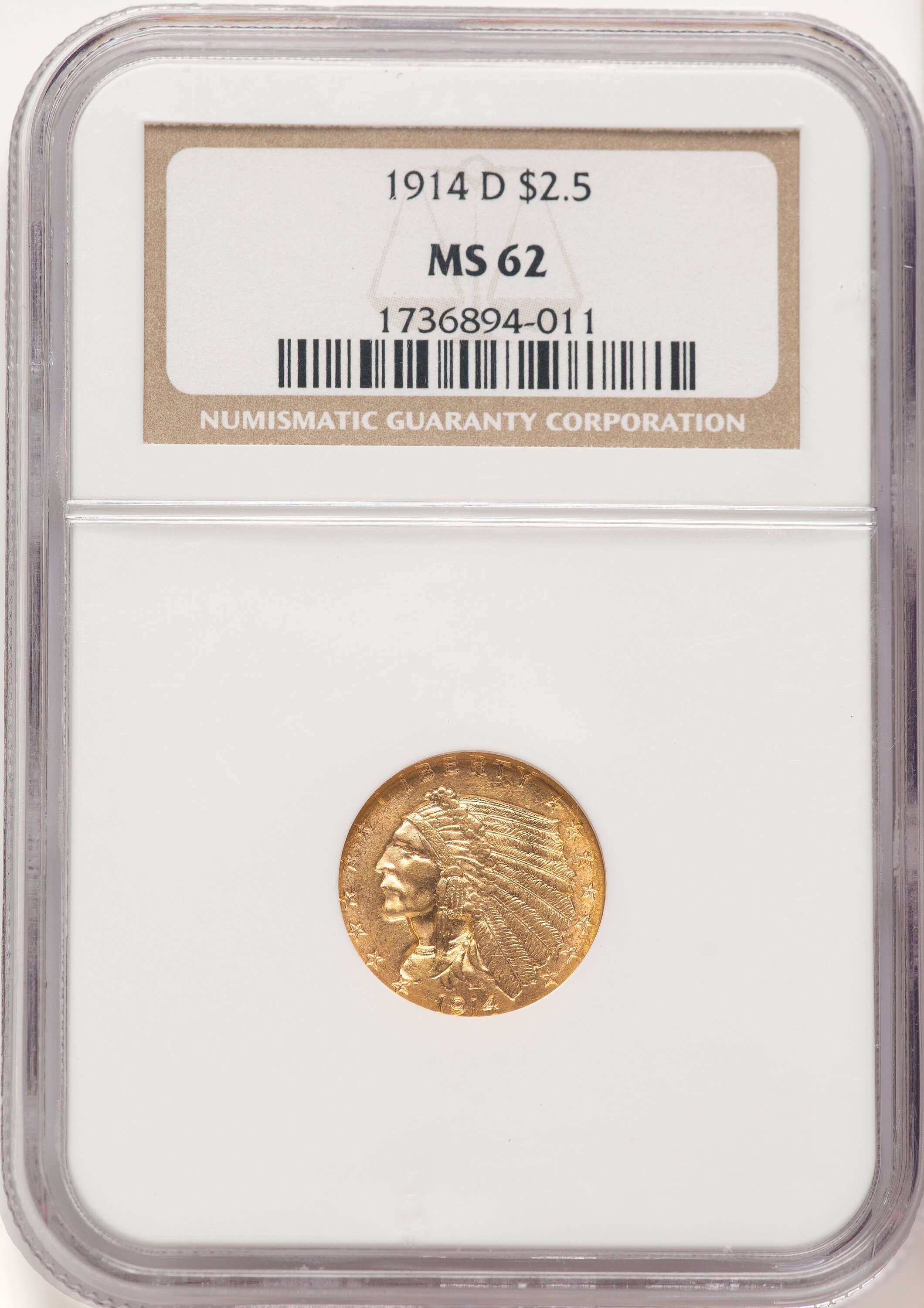 1914-D $2 1/2 62 NGC