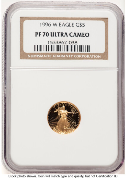 1996-W Proof Gold Eagle 1/10 oz Brown Label 70 NGC