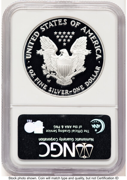 2005-W Proof Silver Eagle 1 oz Brown Label 70 NGC