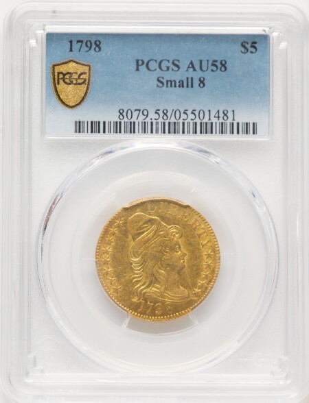1798 $5 Lg Eagle, Small 8 PCGS Secure 58 PCGS