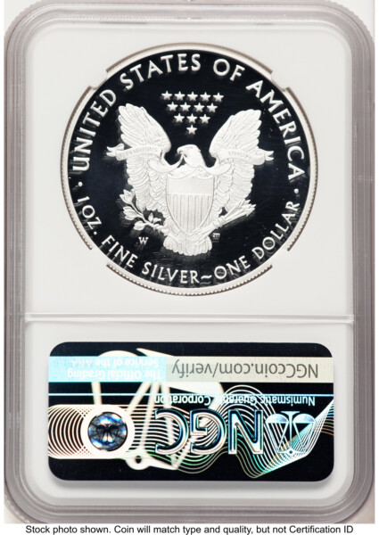 2021-W TY1 Proof Silver Eagle 1 oz FR John Mercanti Reagan Bust Art 70 NGC