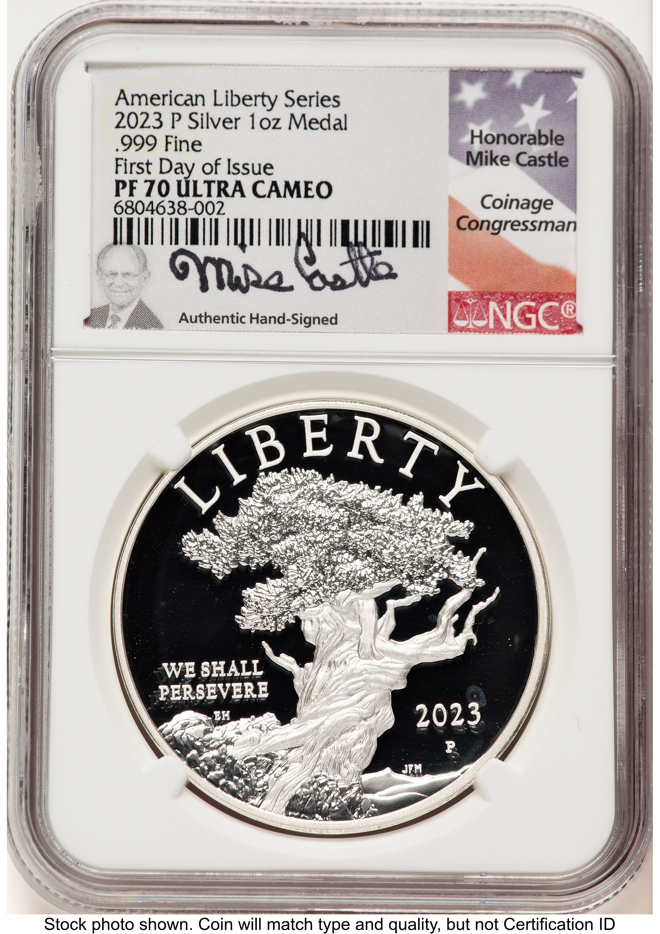 2023-P Silver American Liberty High Relief Medal FDI Mike Castle 70 NGC