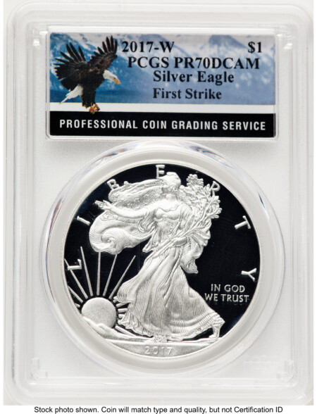 2017-W Proof Silver Eagle 1 oz FS Eagle Label 70 PCGS