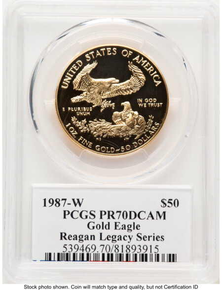 1987-W Proof Gold Eagle 1 oz Reagan Legacy Series Michael Reagan 70 PCGS