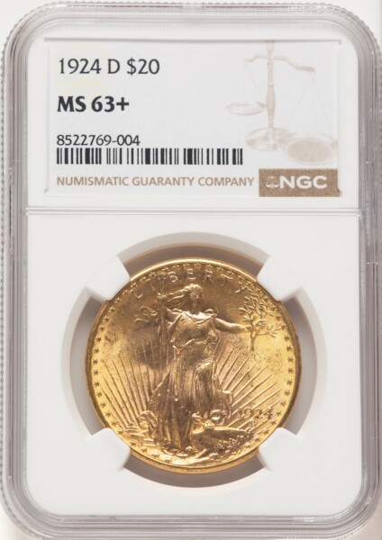 1924-D $20 NGC Plus 63 NGC