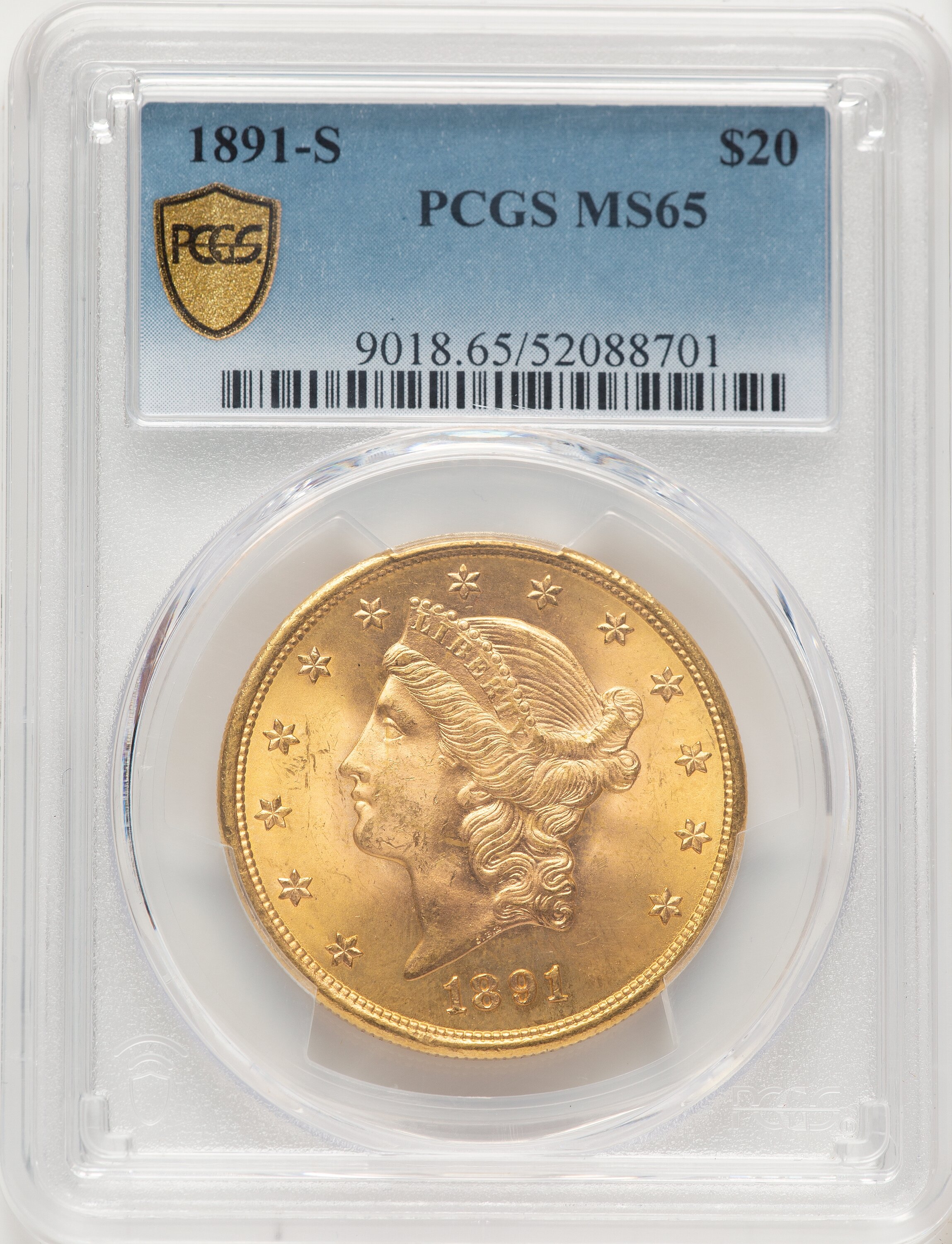 1891-S $20 PCGS Secure 65 PCGS