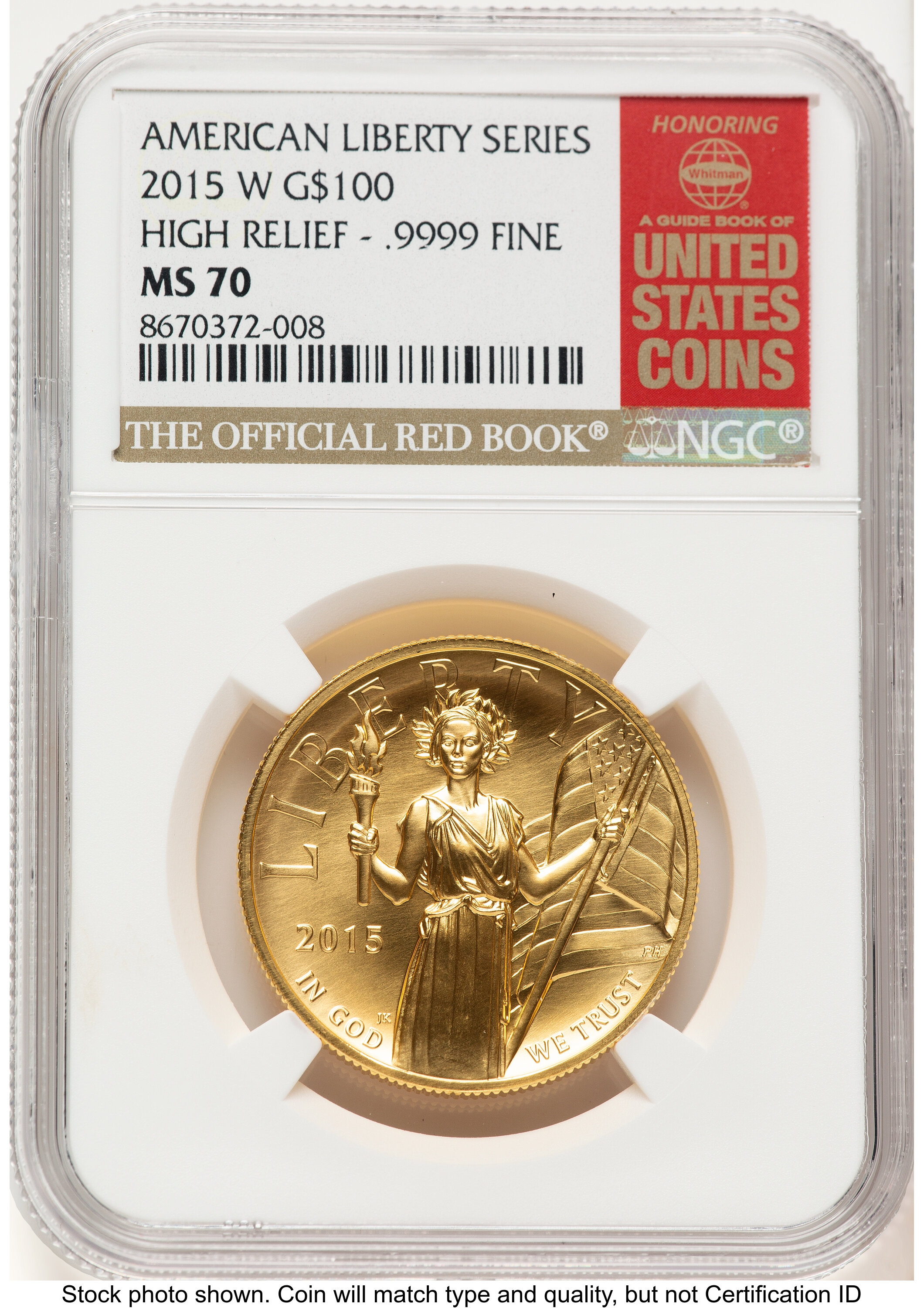 2015-W G$100 American Liberty High Relief Red Book 70 NGC