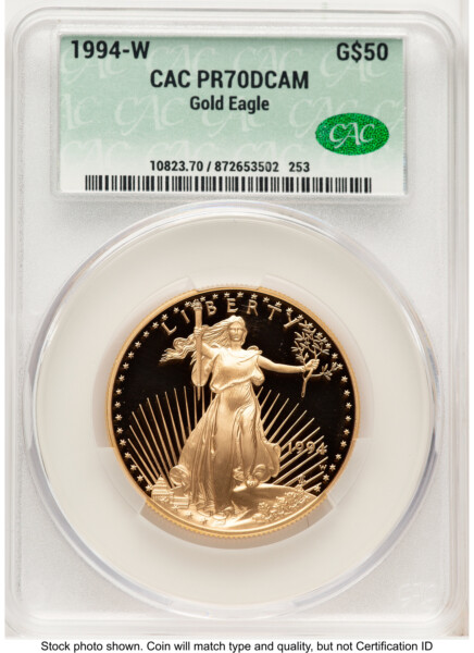 1994-W Proof Gold Eagle 1 oz Non Designation 70 CACG