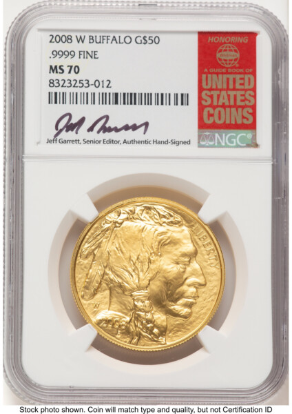2008-W Burnished Gold Buffalo 1 oz Jeff Garrett Red Book 70 NGC