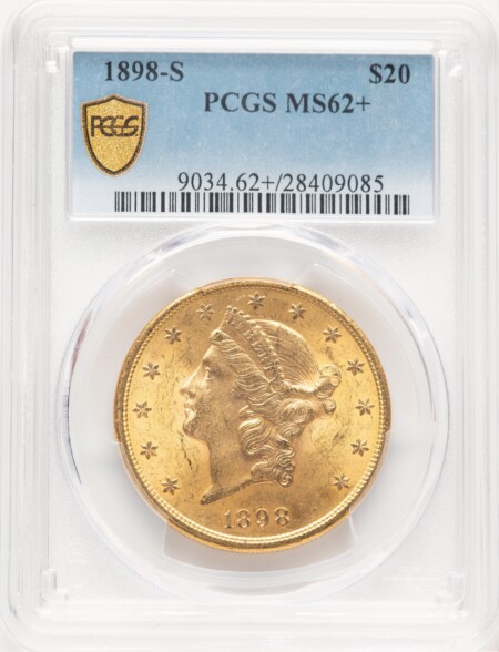 1898-S $20 PCGS Secure PCGS Plus Blue Gradient 62 PCGS