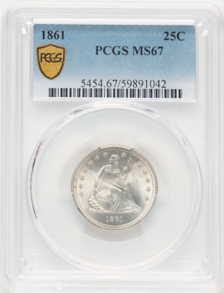 1861 25C PCGS Secure 67 PCGS