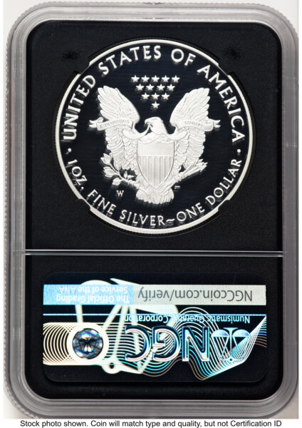 2021-W TY1 Proof Silver Eagle 1 oz FDI Ed Moy Blk Core 70 NGC
