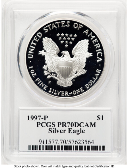 1997-P Proof Silver Eagle 1 oz TD Rogers 70 PCGS