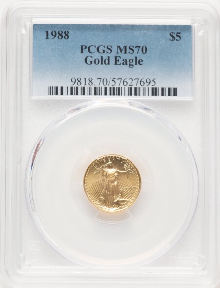 1988 $5 Tenth-Ounce Gold Eagle, MS 70 PCGS