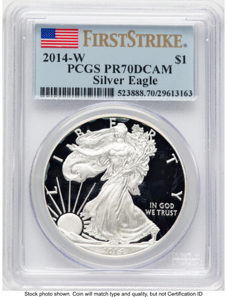 2014-W Proof Silver Eagle 1 oz FS Flag 70 PCGS