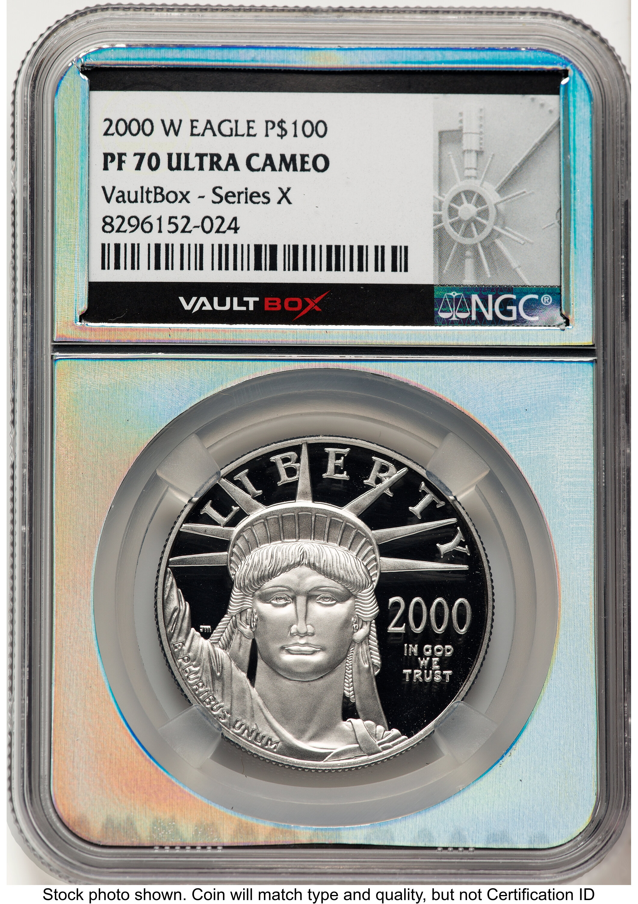 2000-W Proof Platinum Eagle 1 oz Vault Box Series X Silver Core 70 NGC