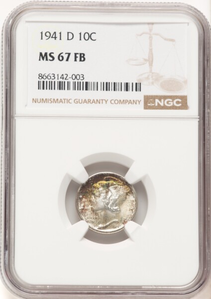1941-D 10C, FB 67 NGC