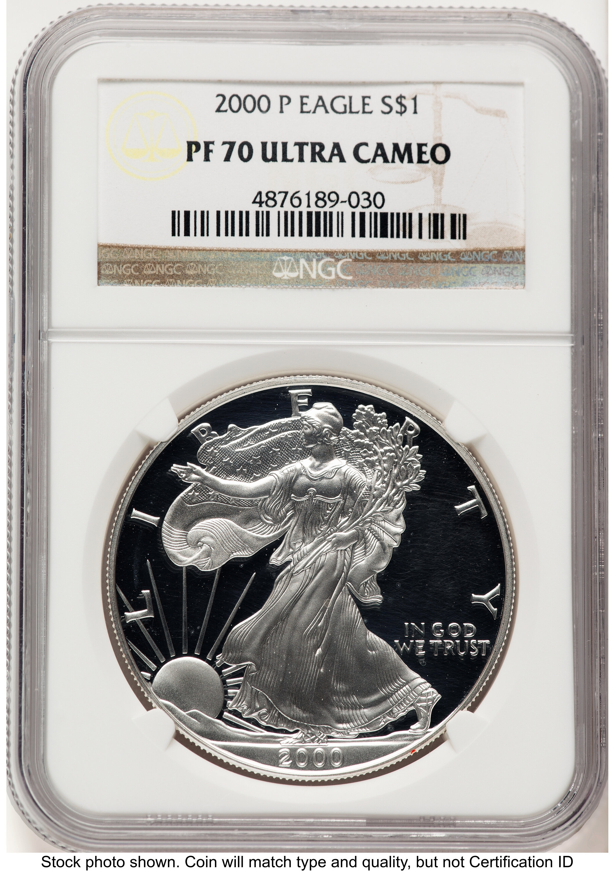 2000-P Proof Silver Eagle 1 oz Brown Label 70 NGC