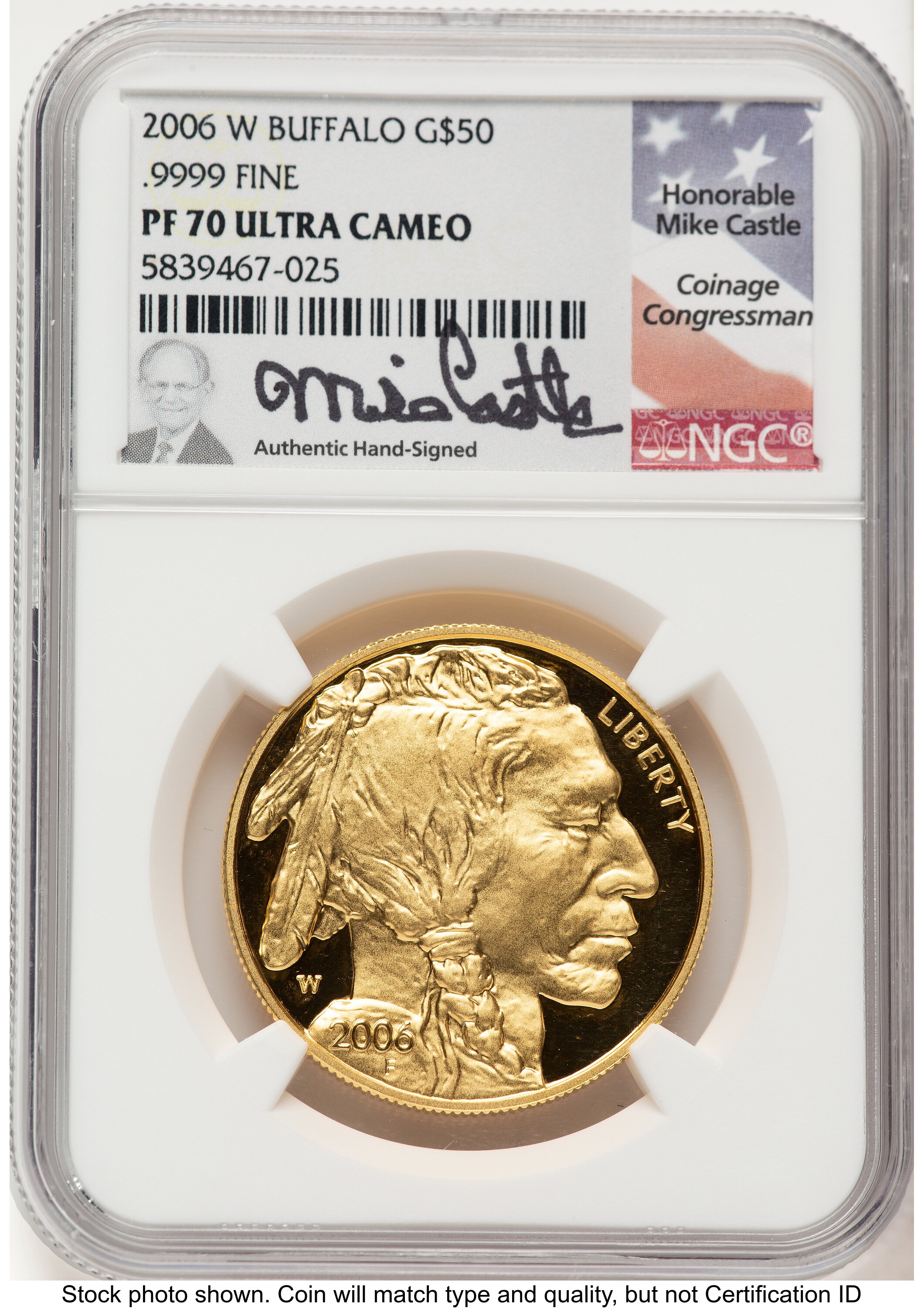 2006-W Proof Gold Buffalo 1 oz Mike Castle 70 NGC